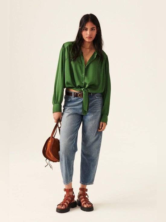 ba&sh Tops - Ba&Sh Féria Tie Shirt in Vert